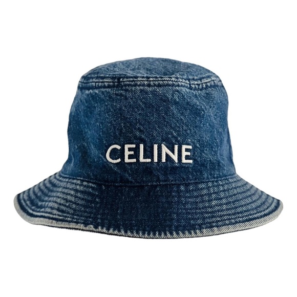 AUTH Celine Denim Bucket Hat Sz M